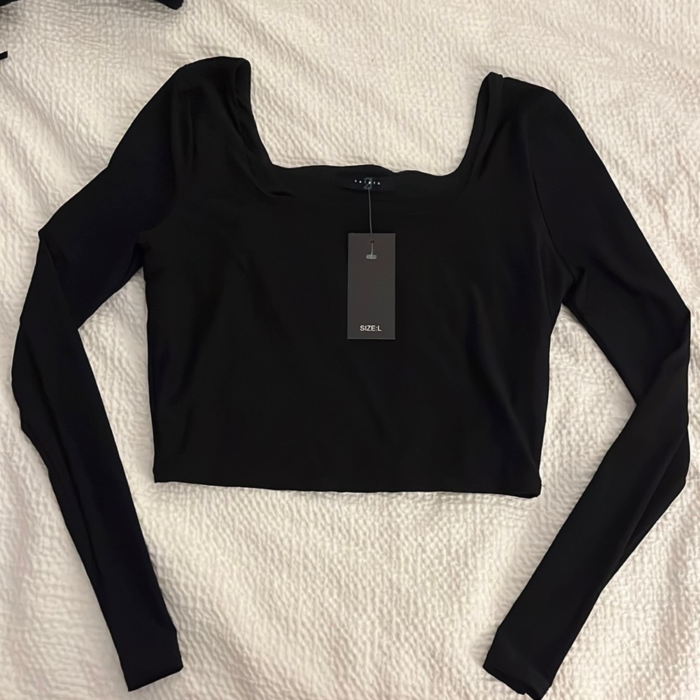 Long sleeve square neck crop top